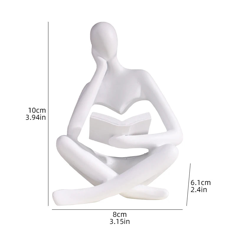 Abstract Little Man Reading Book Sculpture