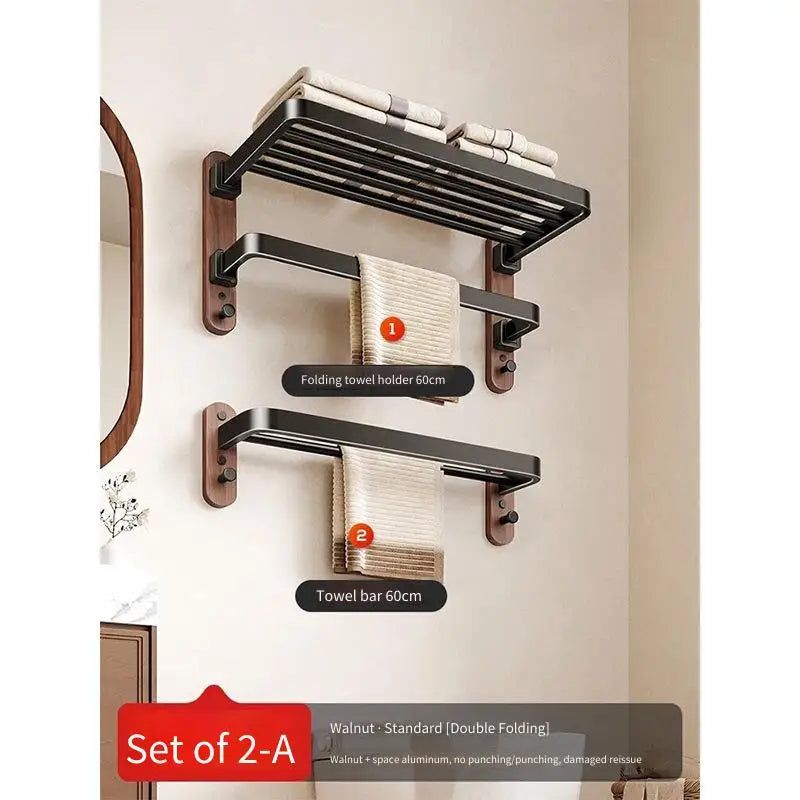 Walnut Folding Towel Rack