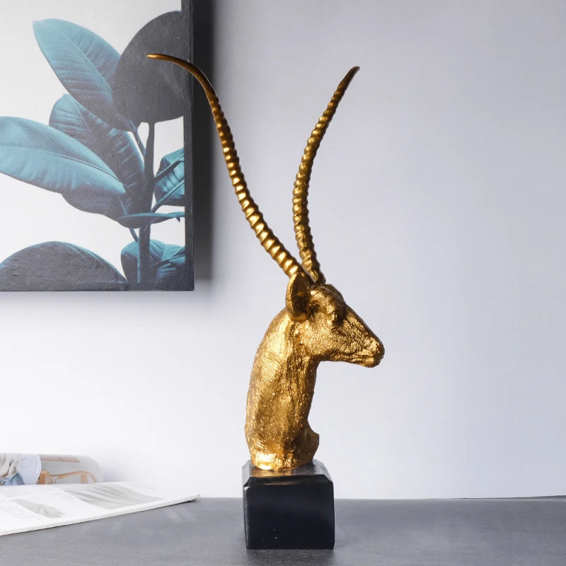 Golden Antelope Head Statue