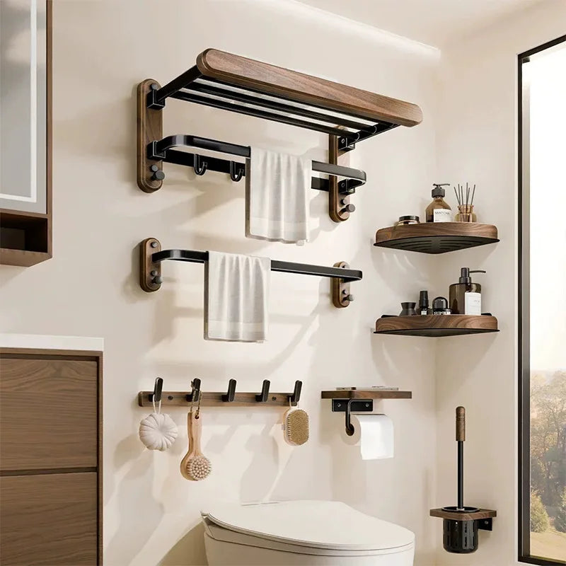 Walnut Folding Towel Rack