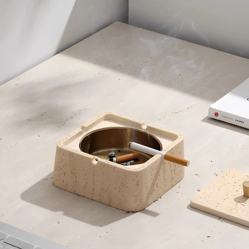 Retro Natural Travertine Ashtray