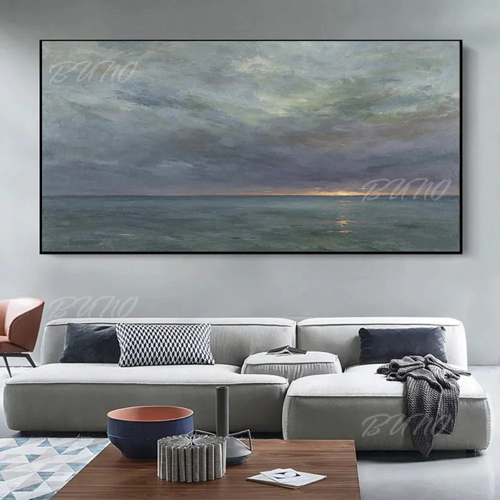 Golden Sunset Ocean Painting