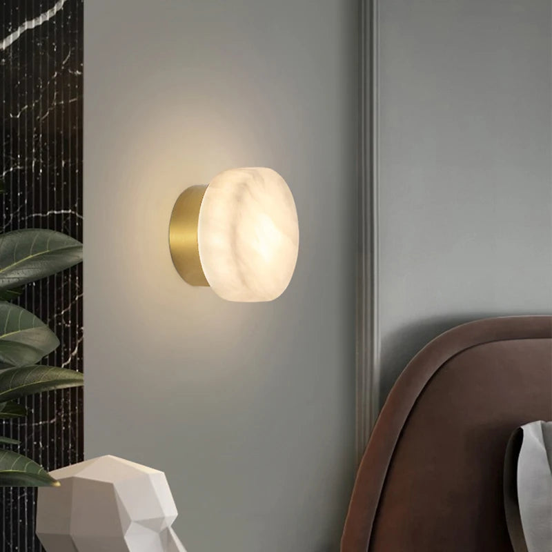Spanish Natural Marble Round Wall Lamp