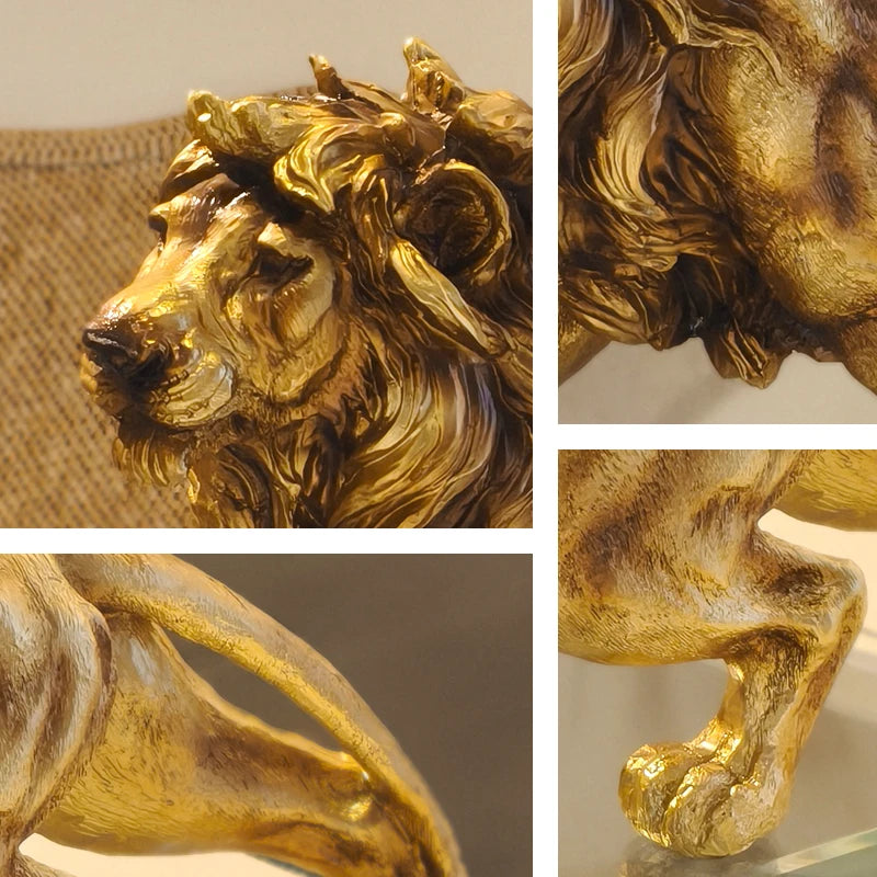 Golden Lion Statue Resin Animal