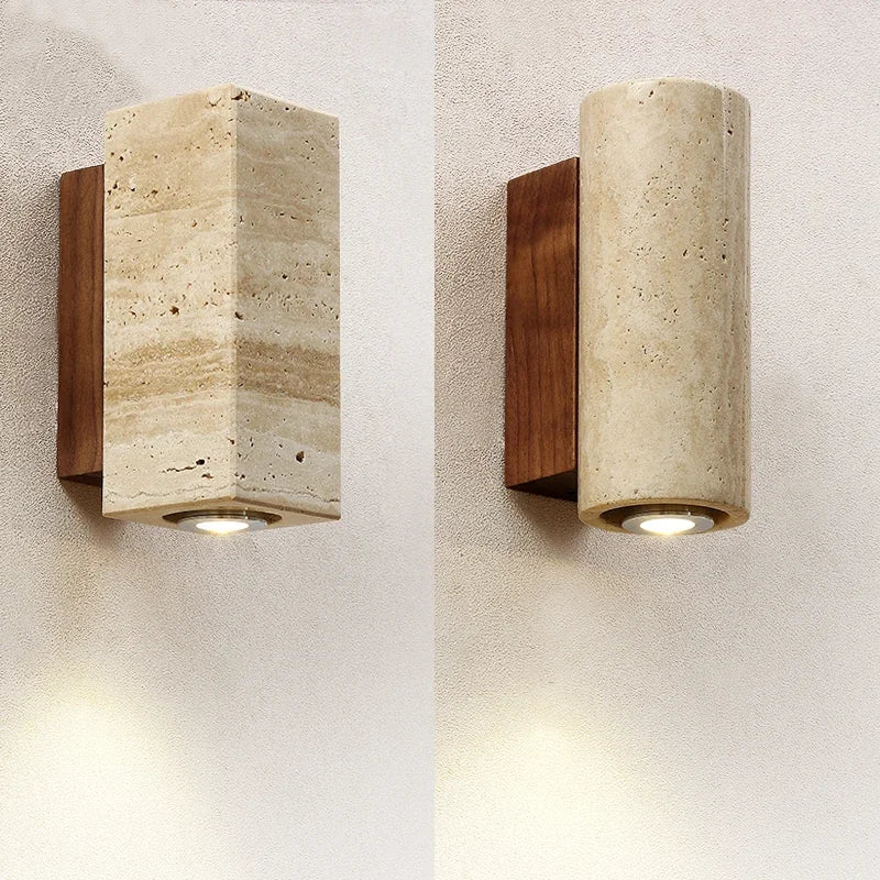 Wabi-Sabi Travertine Wall Lamp