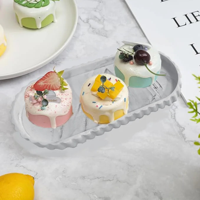 Oval Lace Marble Tray