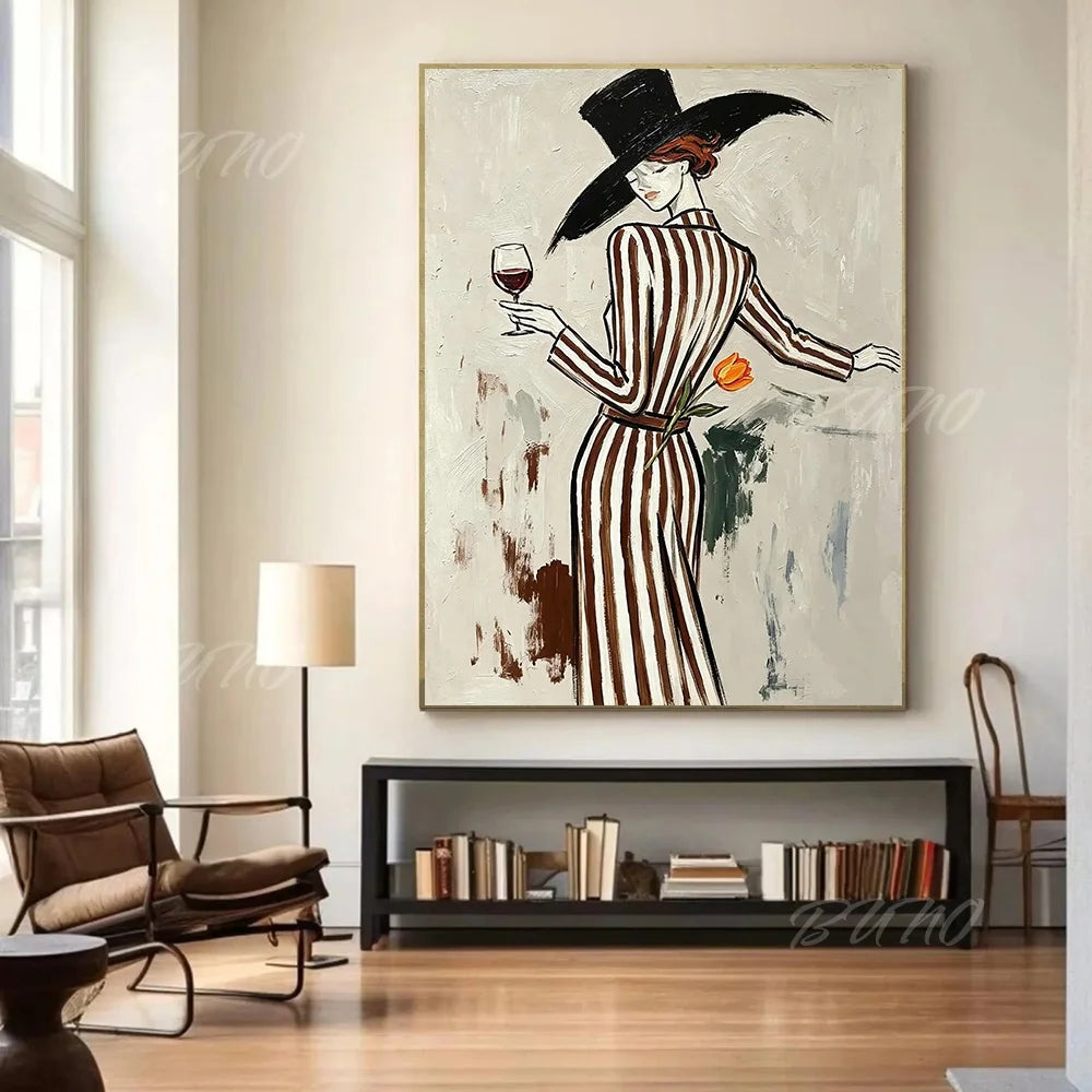 Wine Lady Tulip Painting