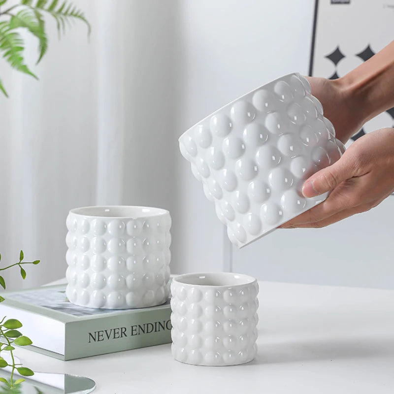 White Ceramic Flowerpot