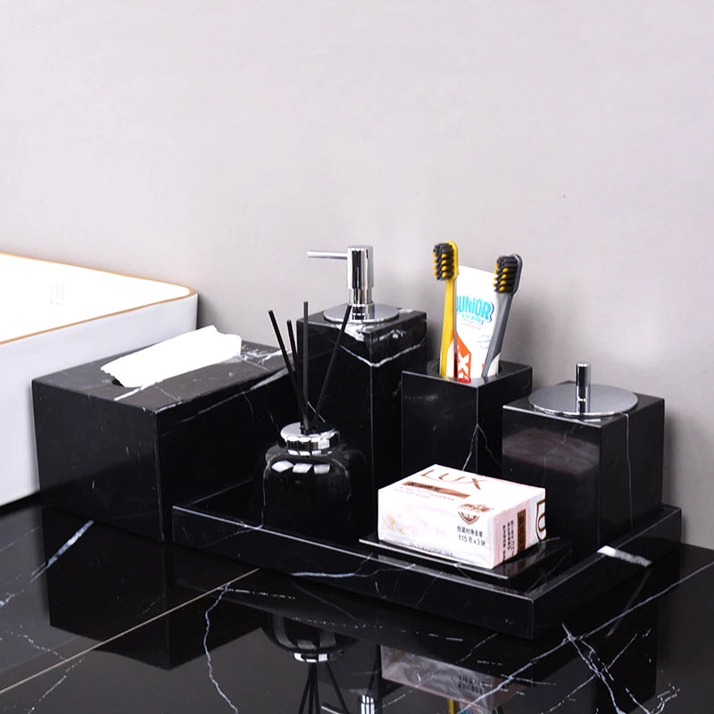 Nero Marquina Marble Bath Set