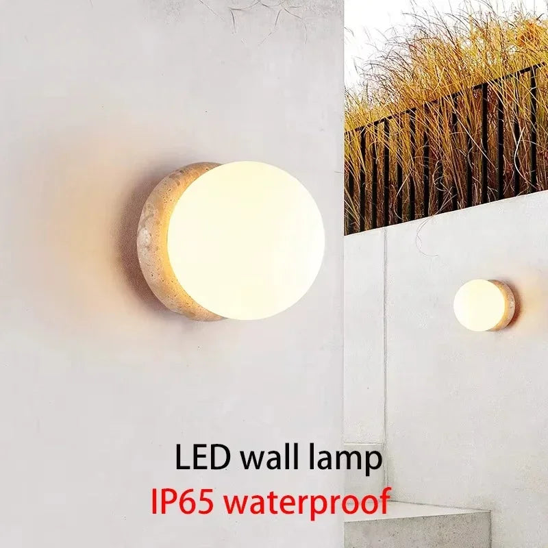 Yellow Cave Stone Outdoor Wall Lamp