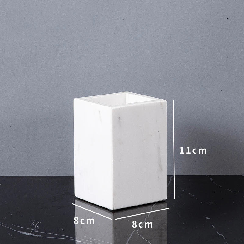 Volakas White Natural Marble Bathroom Set