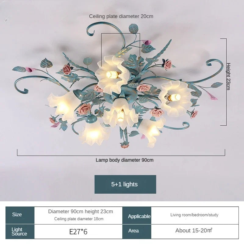 Glass Rose Ceiling Lamp