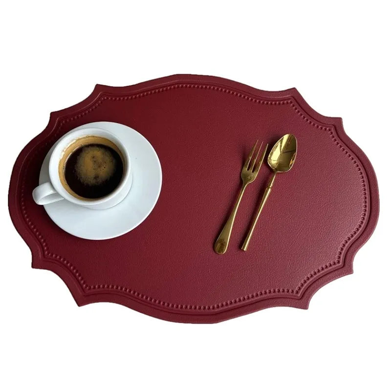 Red Oval Leather Placemats