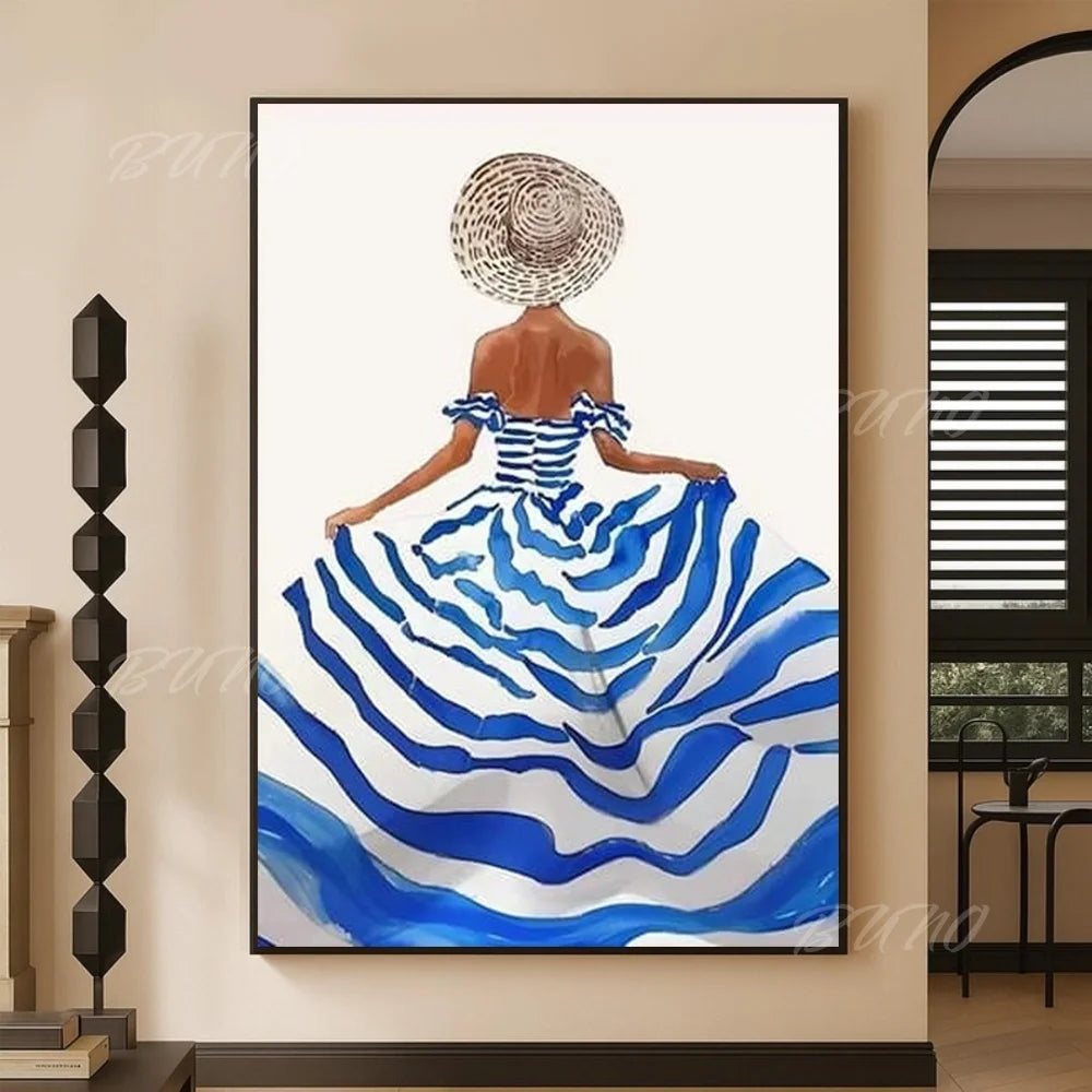 French Straw Hat Lady Painting
