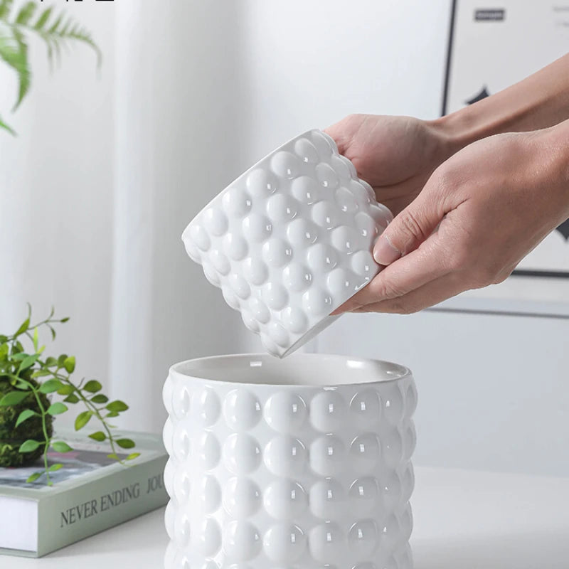 White Ceramic Flowerpot