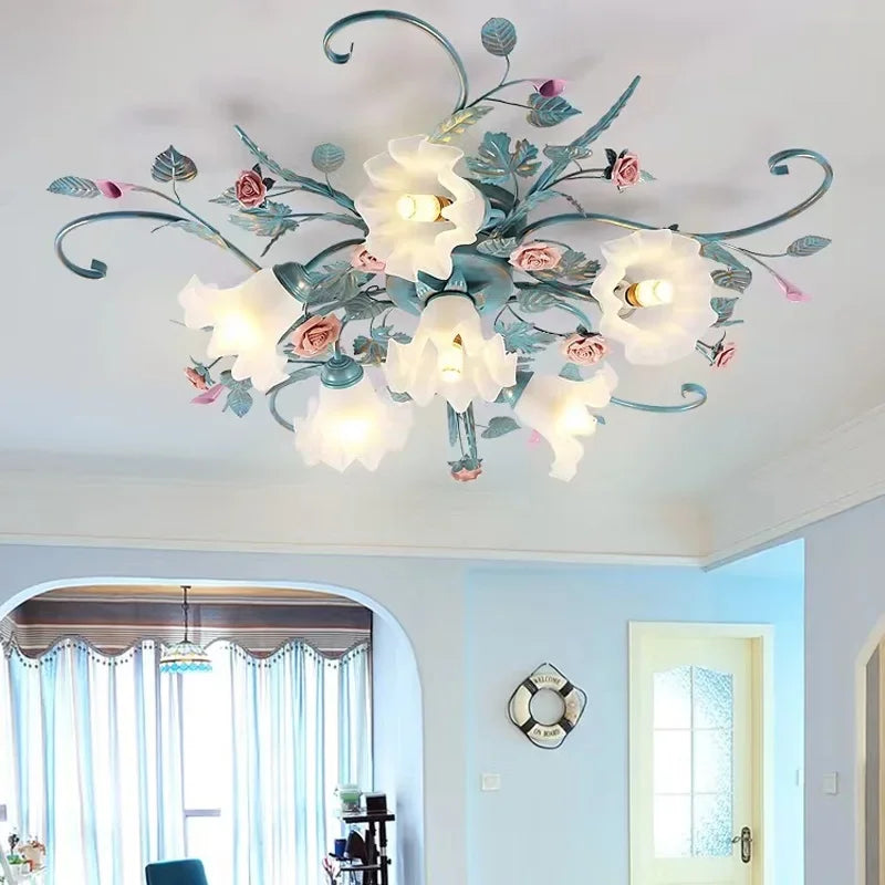 Glass Rose Ceiling Lamp