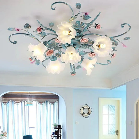 Glass Rose Ceiling Lamp