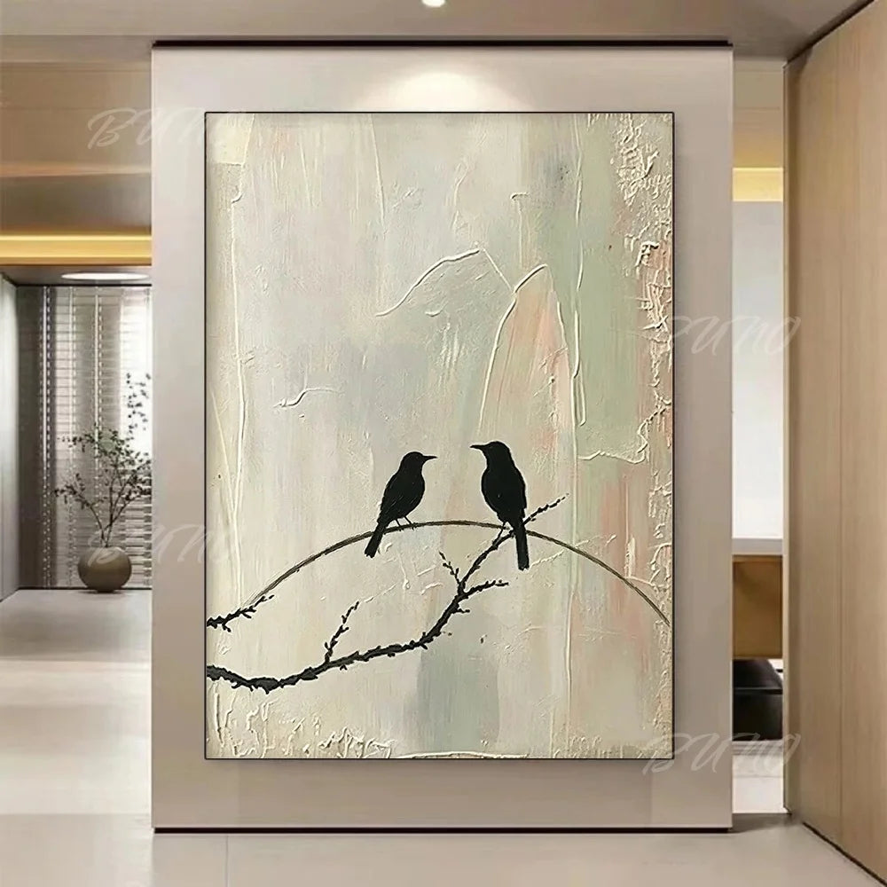 Wabi Sabi Birds Tree Art