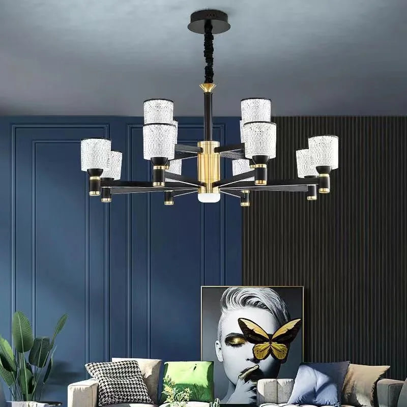 Gold and Black Crystal Chandelier