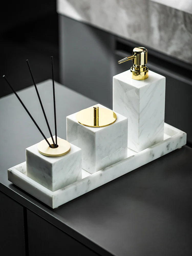 Volakas White Natural Marble Bathroom Set