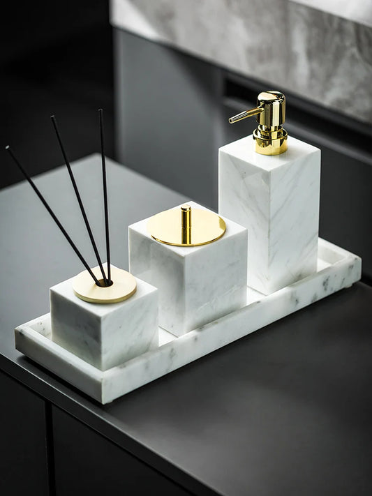 Volakas White Natural Marble Bathroom Set
