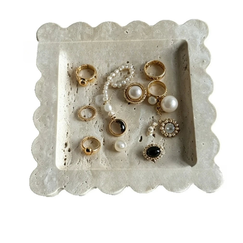 Flower-Shaped Limestone Tray