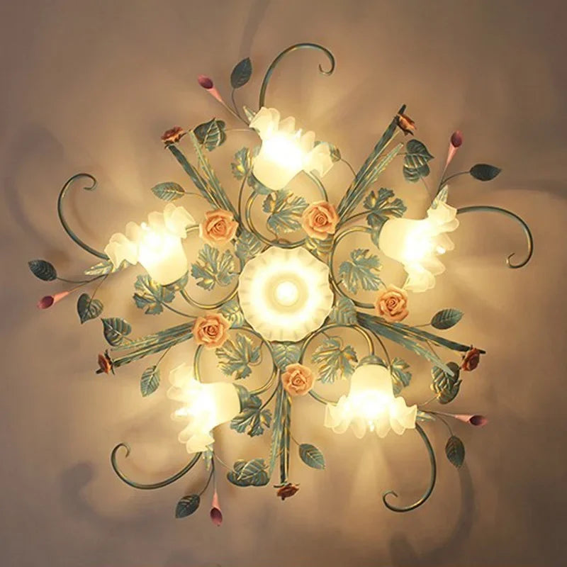 Glass Rose Ceiling Lamp