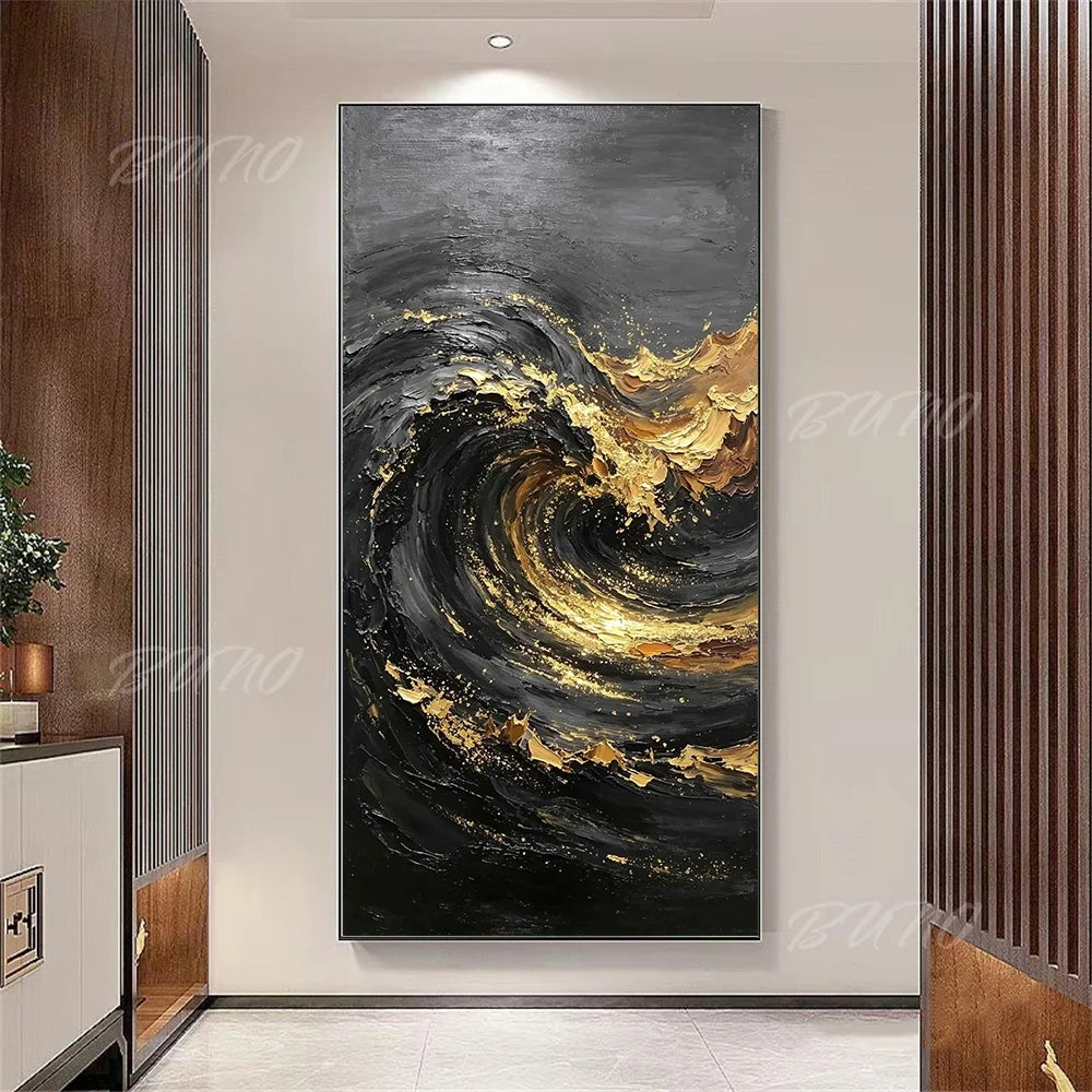 Black Gold Foil Painting