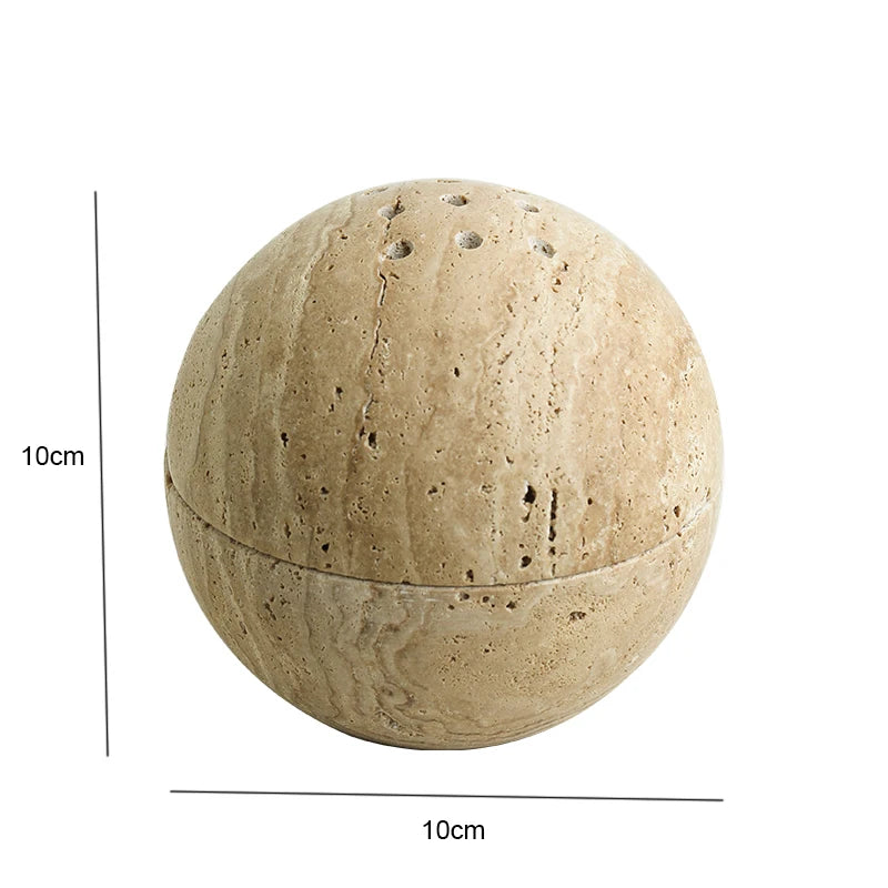 Beige Brown Travertine Marble Incense Burner