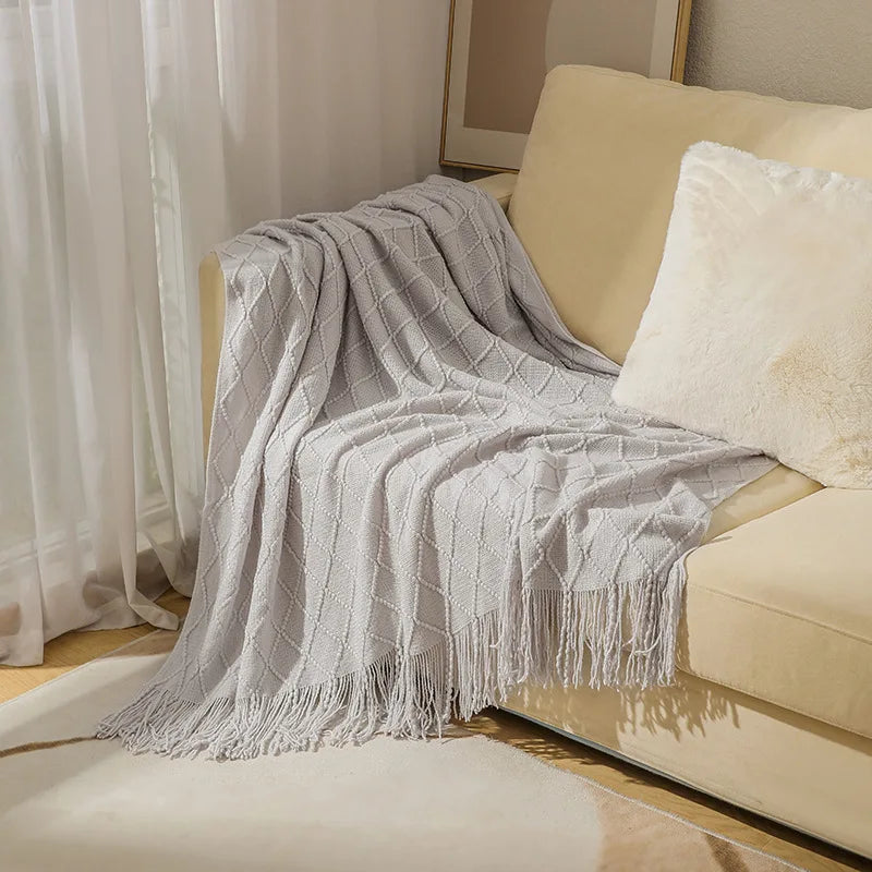 Khaki Wave Knitted Throw
