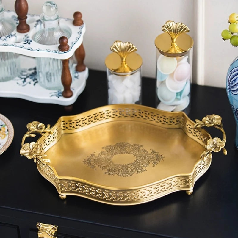 European Brass Tea Table Storage