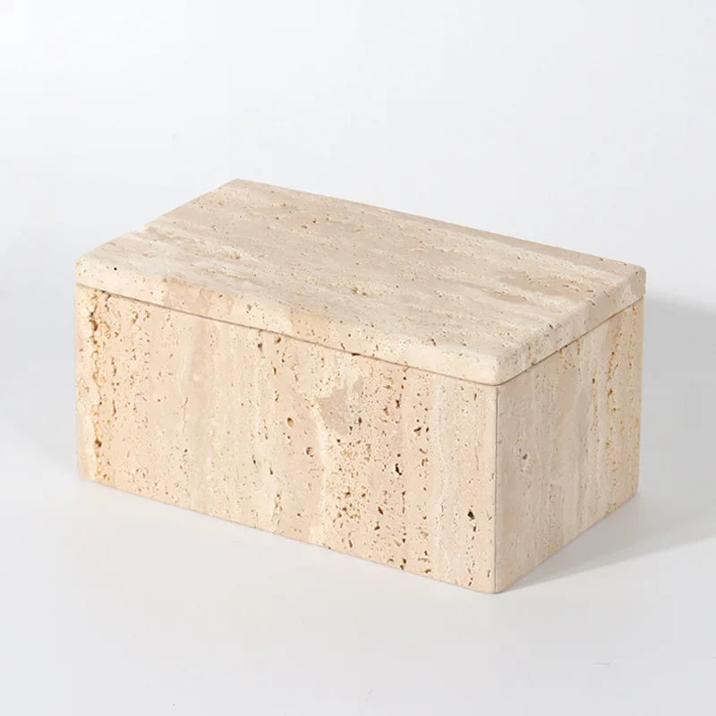 Decorative Travertine Storage Box