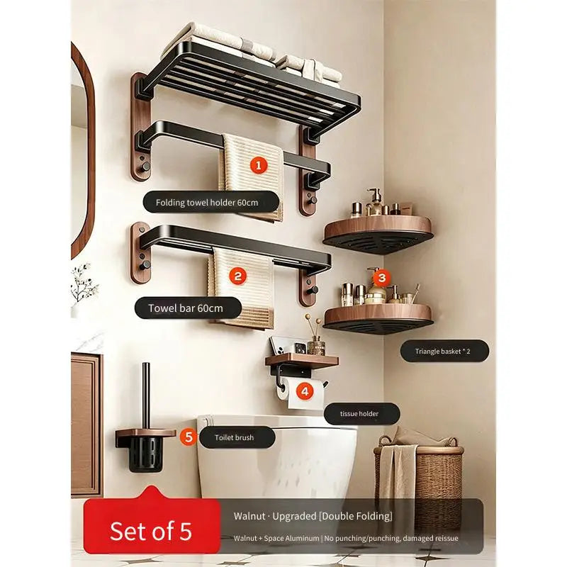 Walnut Folding Towel Rack