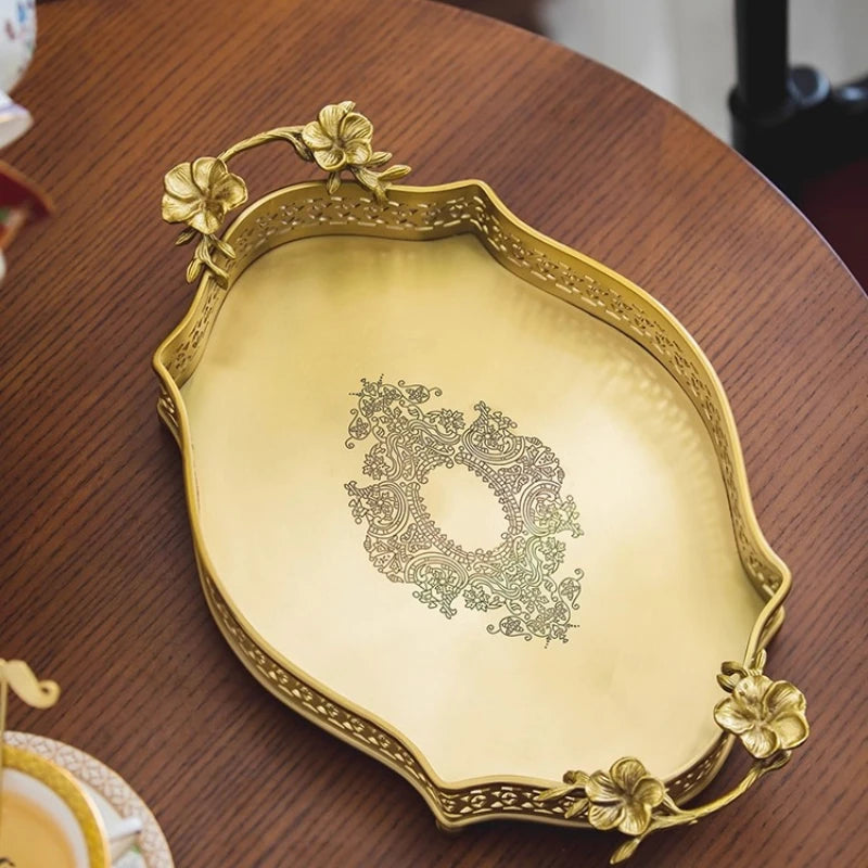 European Brass Tea Table Storage