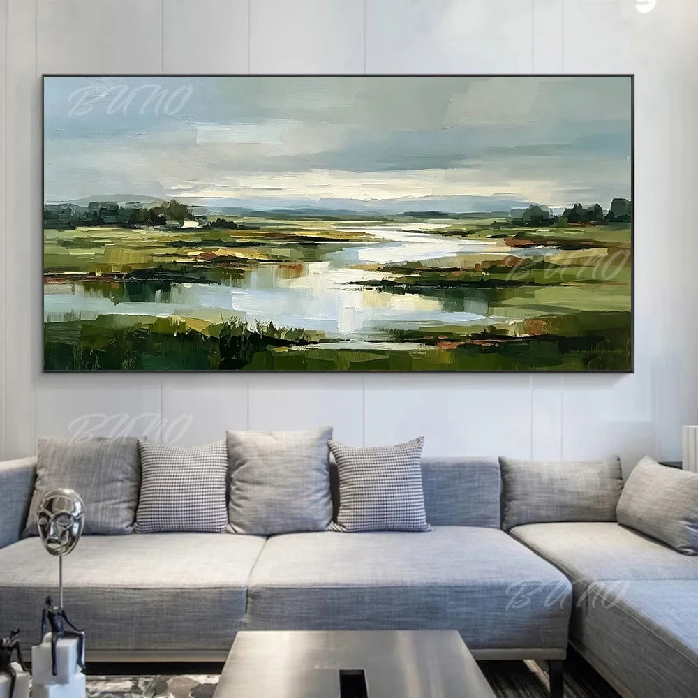 Green Wetland River Art