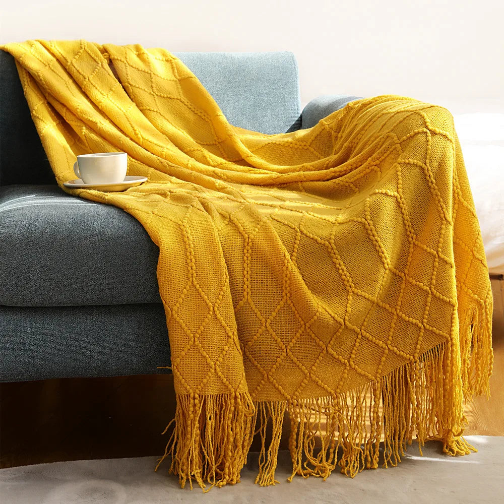 Khaki Wave Knitted Throw