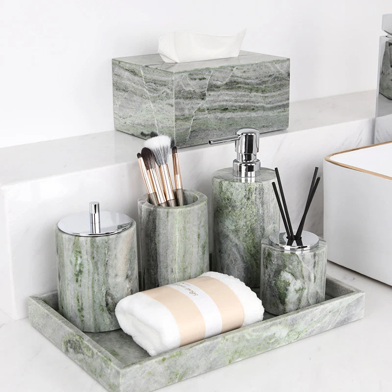 Emerald Green Natural Marble Bathroom Set