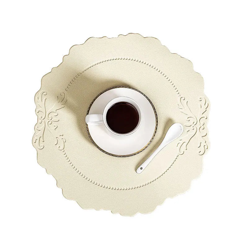 Cream Flower Round Placemats