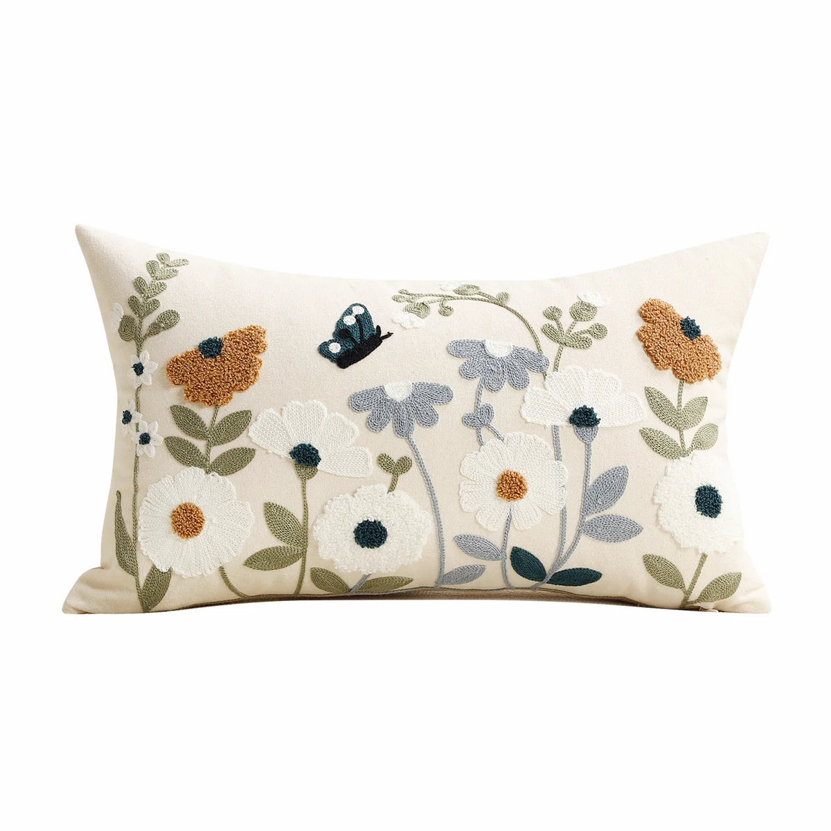 Floral Embroidered Cushion Cover