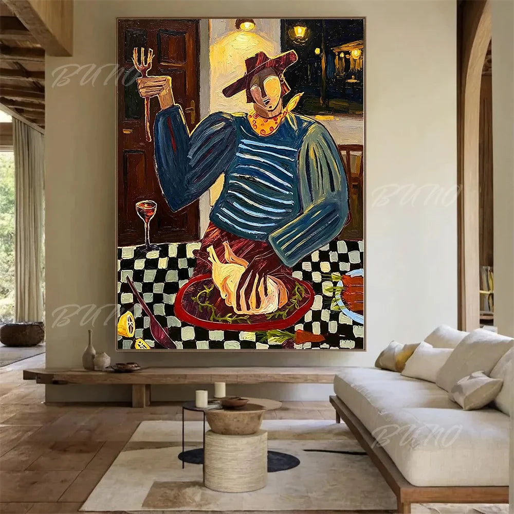 Cubist Figure Scene Painting