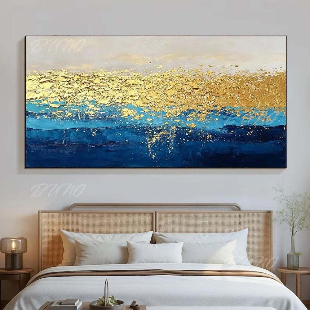 Blue Gold Foil Painting