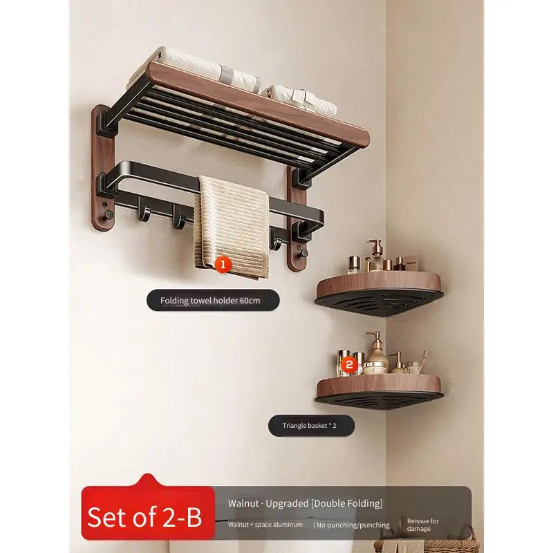 Walnut Folding Towel Rack