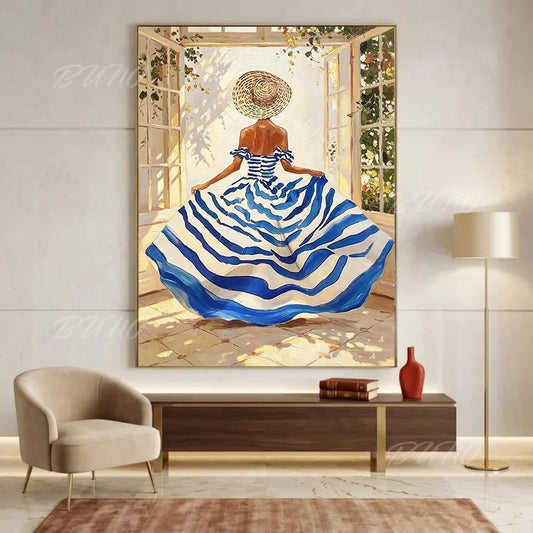 French Straw Hat Lady Painting