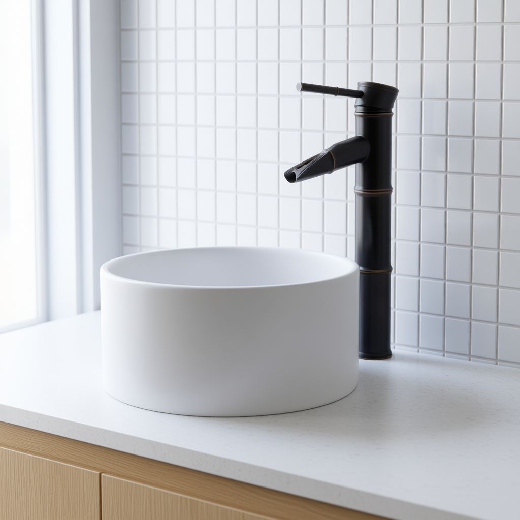Waterfall Basin Mixer Bamboo Spout