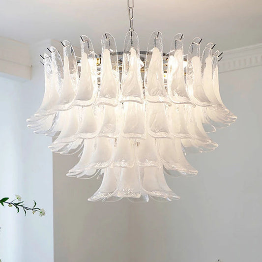 White Petal Glass Chandelier