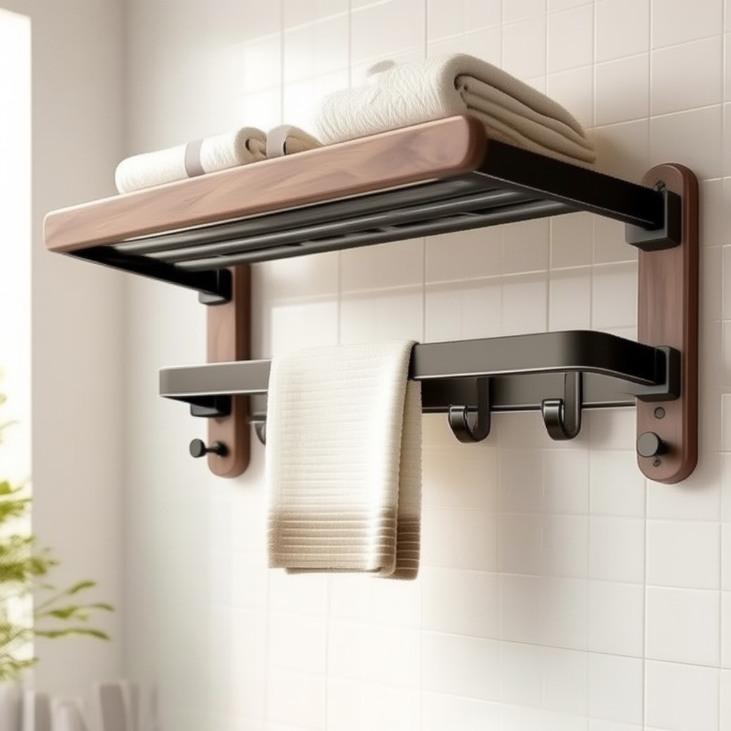 Walnut Folding Towel Rack